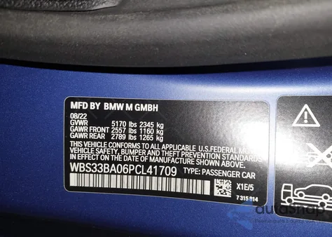 2023 BMW M4 Competition xDrive z USA, uszkodzony, nr VIN WBS33BA06PCL41709